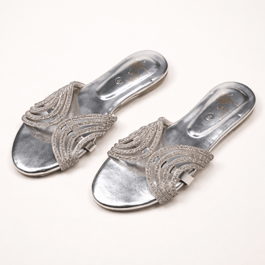 Silver Glitter Wave Flats – Luxury Sparkle Edition 304