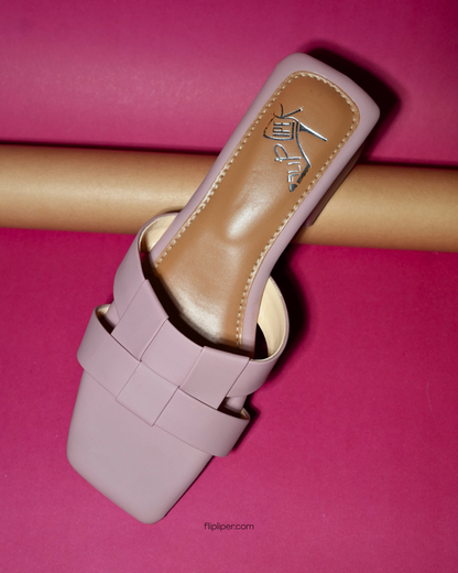 Flip Liper light pink bow-knot block heel sandals displayed on a soft pink studio background
