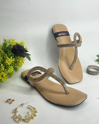 Stylish women flats with crystal loop detailing and minimal finish