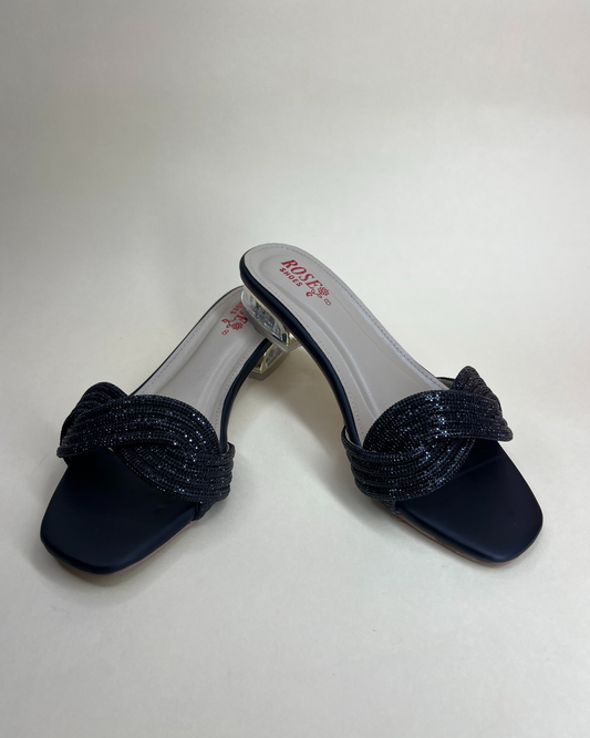 Flip Liper Black bow-knot block heel sandals on a white studio background
