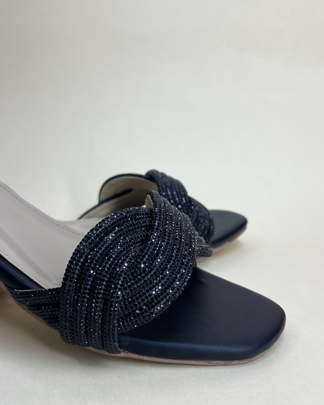 Flip Liper navy blue bow-knot block heel sandals on a white studio background
