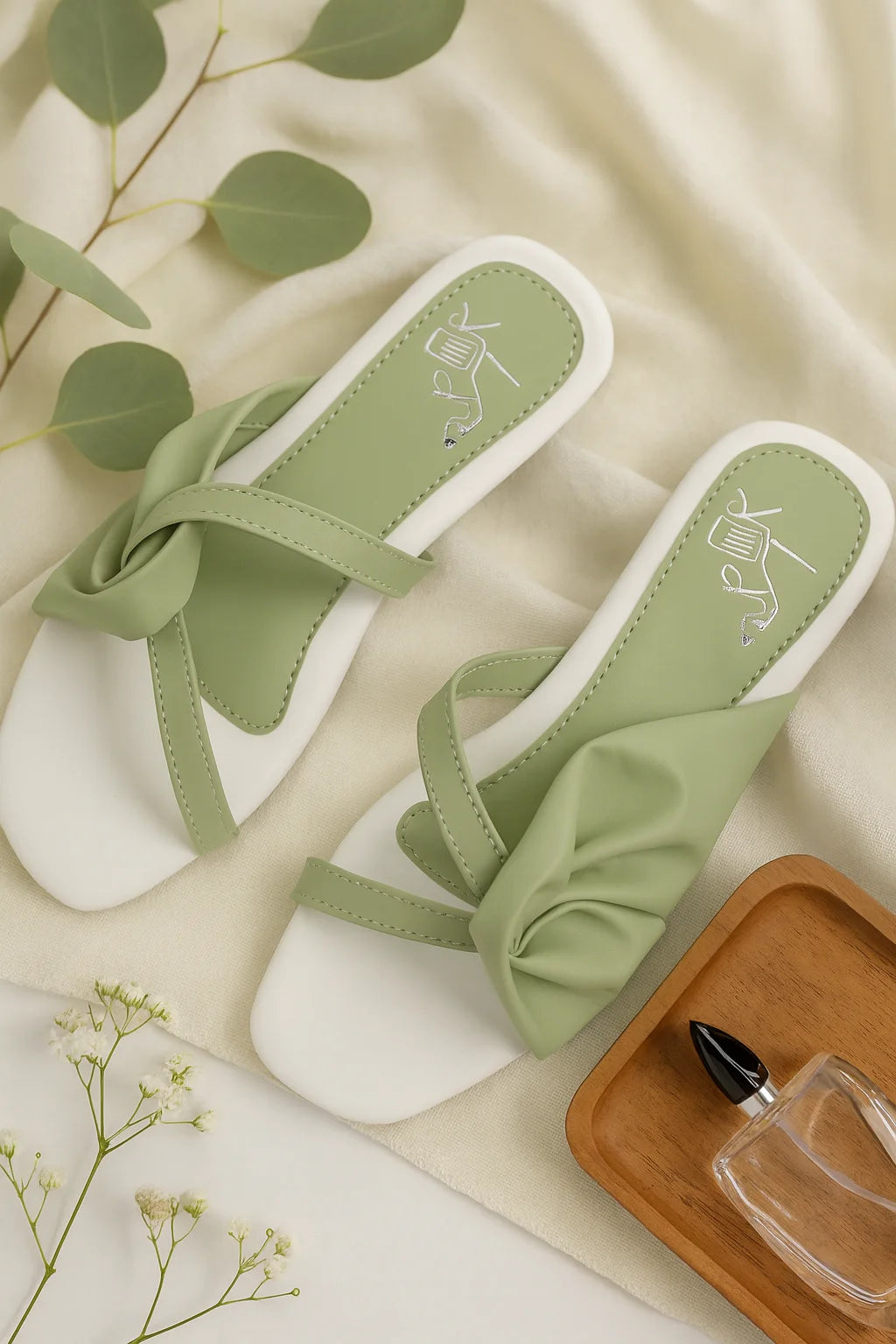 Sage Green Bow-Strap Flats – Fresh & Minimal Everyday Wear 302