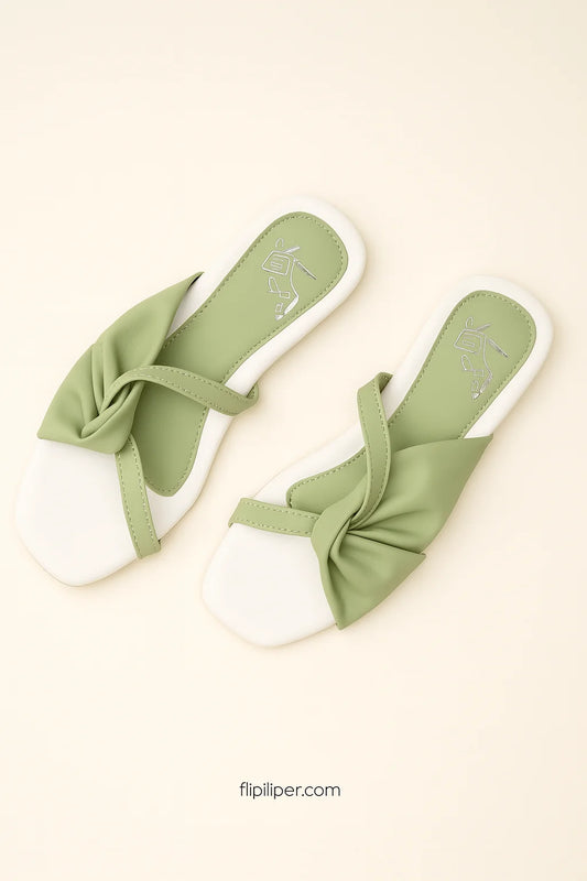 Sage Green Bow-Strap Flats – Fresh & Minimal Everyday Wear 302
