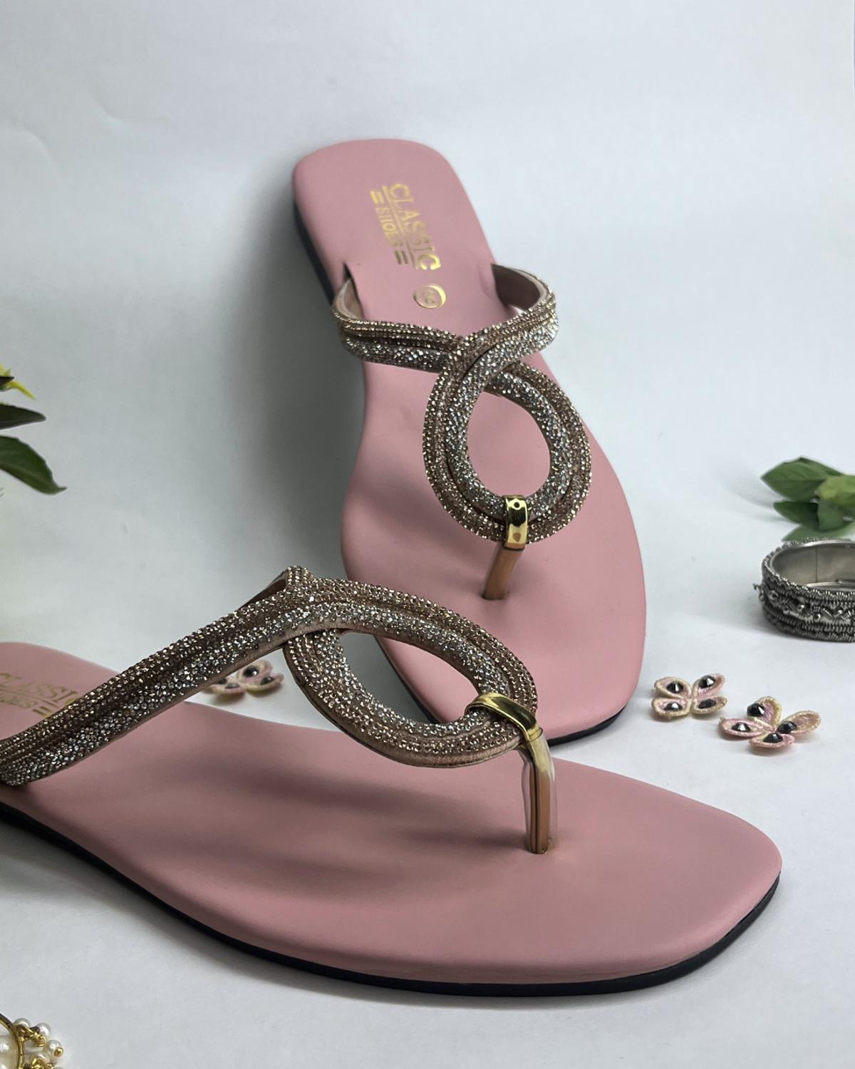 Women comfort flats with infinity sparkle strap design