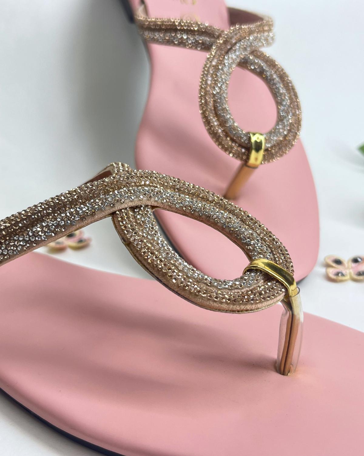 Women comfort flats with infinity sparkle strap design