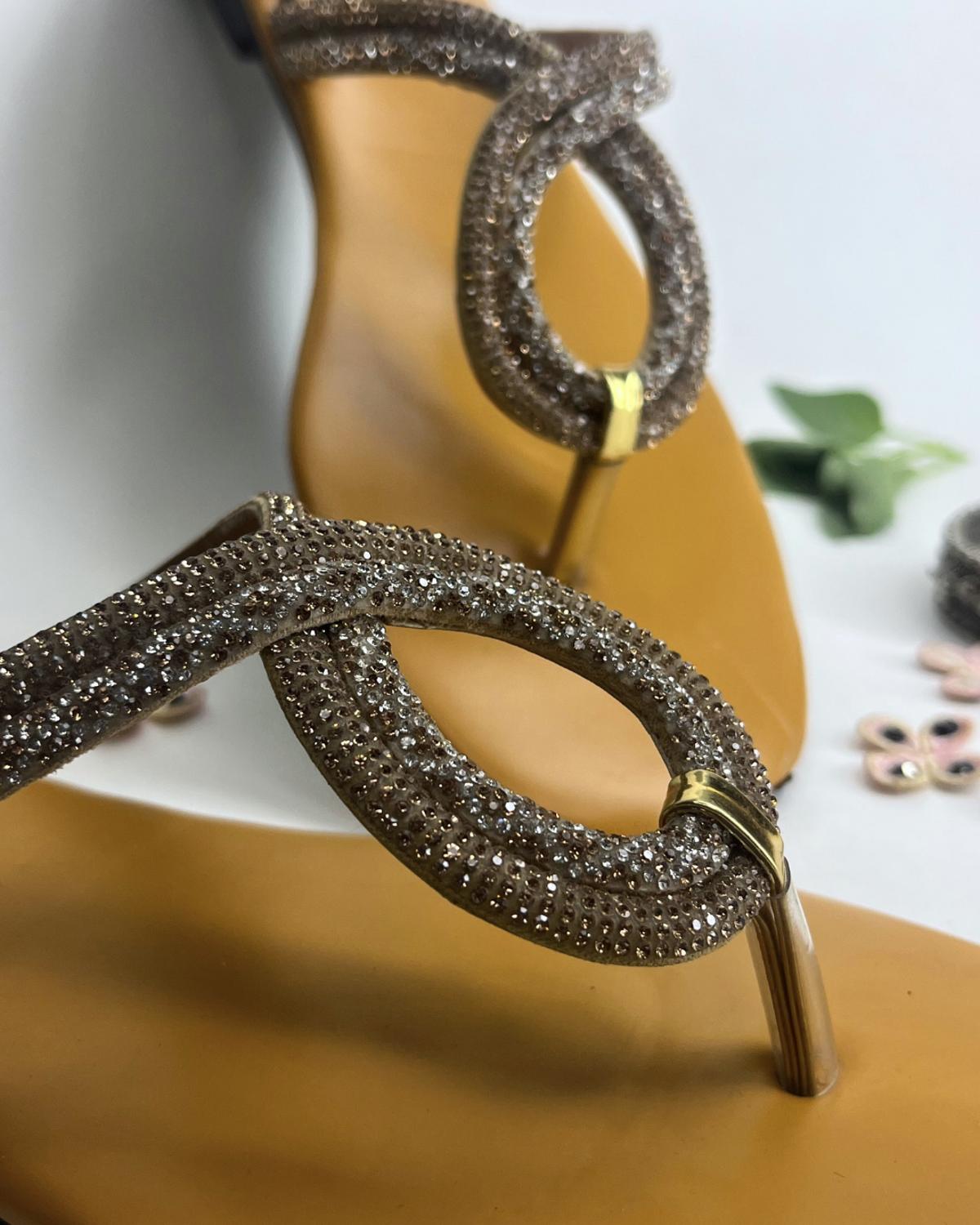 Elegant women flats with sparkling infinity style strap